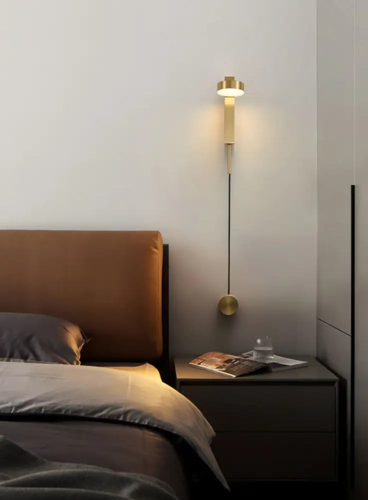 Minimalist black & brushed brass wall lamps bedroom dimmer switch