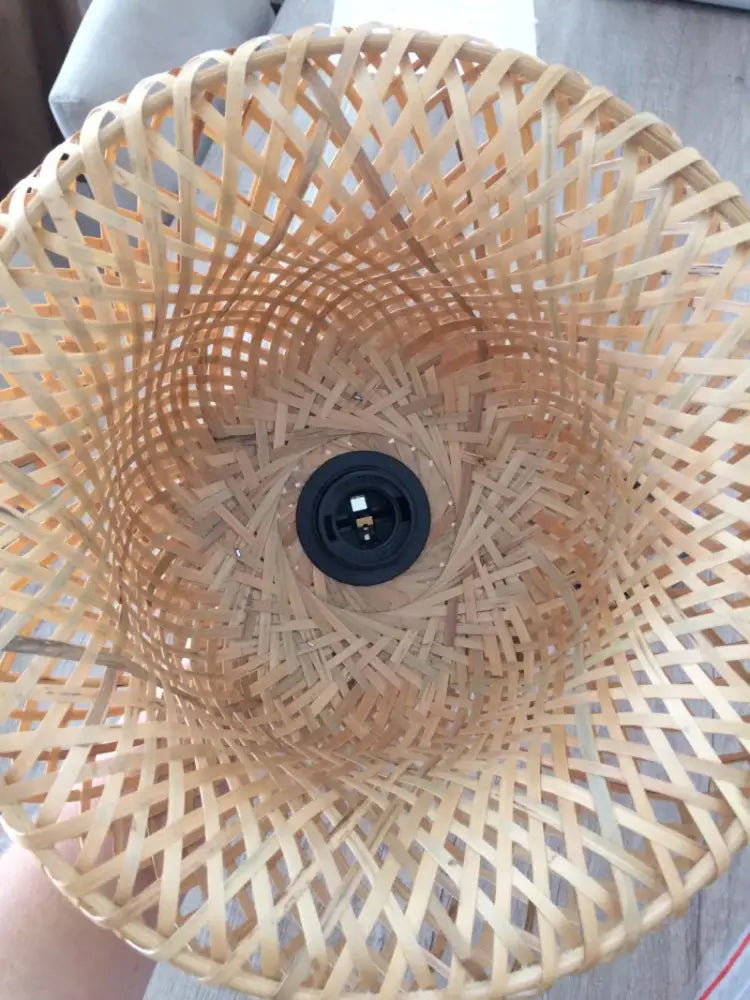 Boho natural bamboo pendant ceiling light dining room woven lamp