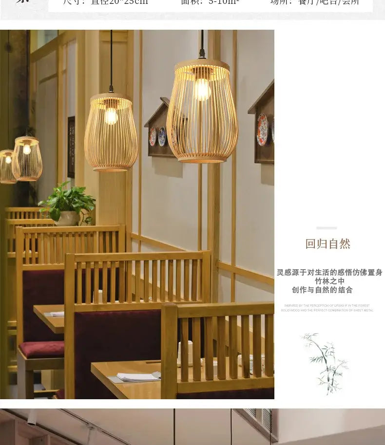Handmade chinese rattan wicker pendant 3 light set for dining room