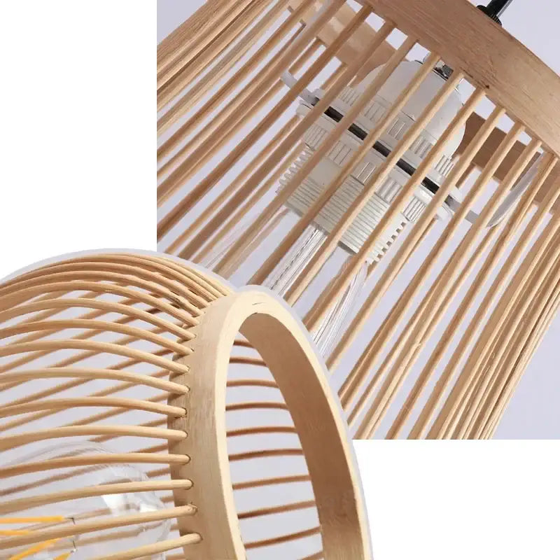 Handmade chinese rattan wicker pendant 3 light set for dining room