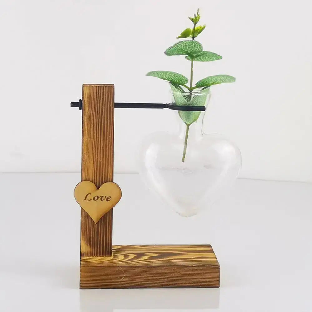 Rustic heart shape hydroponic glass vase living room decor