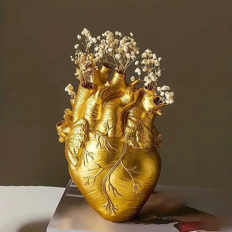 Anatomical heart shape resin vase living room decor