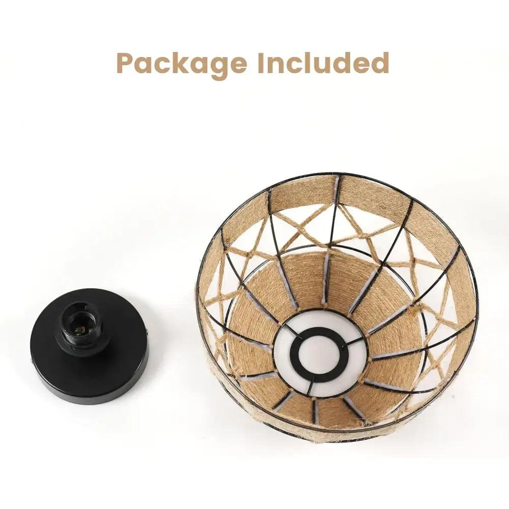 Boho jute woven hemp rope ceiling light for living room dome shade