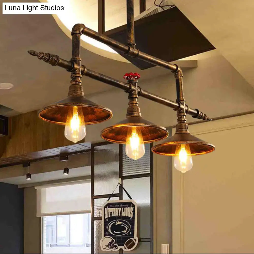 Industrial brass water pipe dining room e27 light with red valve