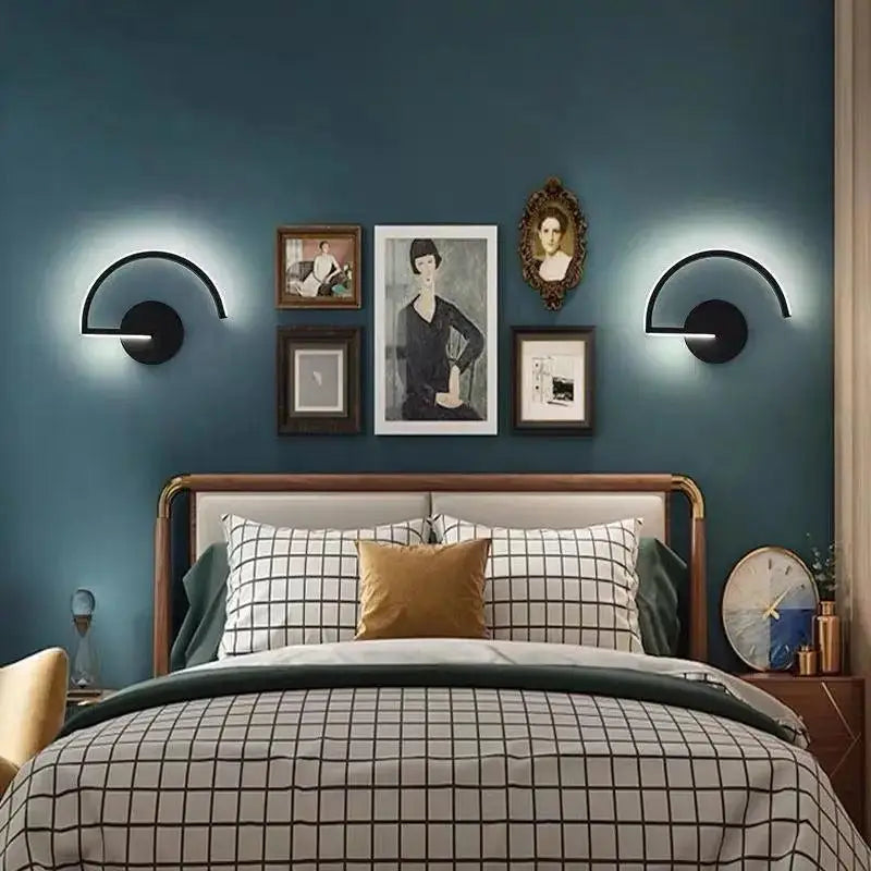 Modern black curved ingegerd wall lamp bedroom led lighting