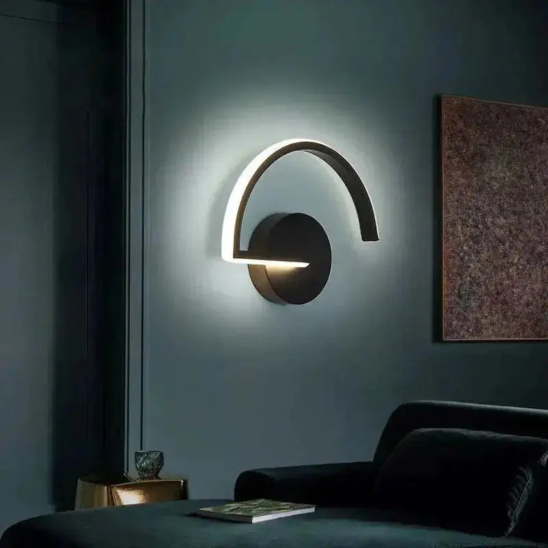 Modern black curved ingegerd wall lamp bedroom led lighting