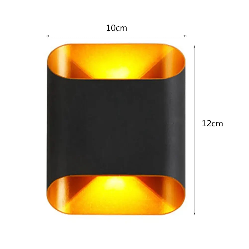 Modern black & gold curved led outdoor wall lights garden sconce