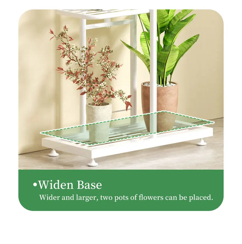 Modern black & white tiered iron plant stand living room shelves