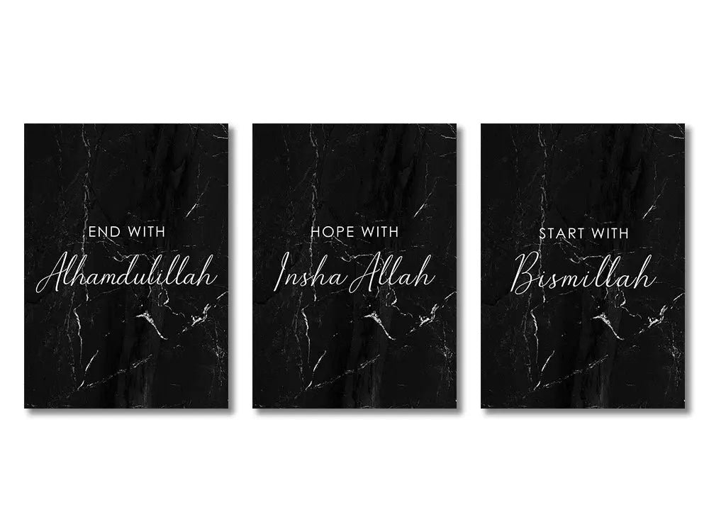 Modern ayatul kursi gray & gold canvas art set – living room decor