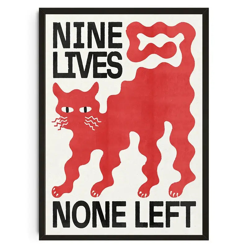 Abstract pink & orange japanese koi cat wall art living room framed poster