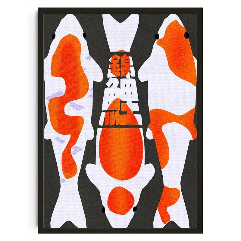 Japanese koi cat abstract gold snake wall art living room poster