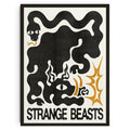 Strange beasts black & gold koi cat abstract wall art living room