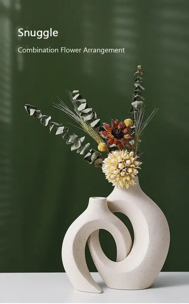 Minimalist white ceramic vase set living room large 21cm home decor