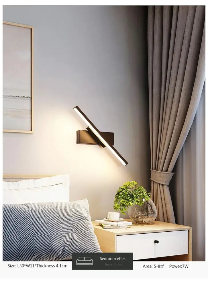 Modern black rotated led wall sconce bedroom light source
