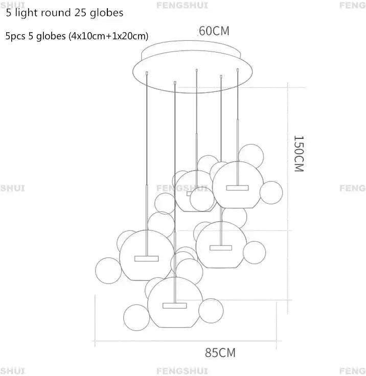 Nordic decor led bubble chandelier dining room pendant light