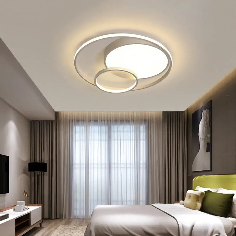 Modern circular dual ring ceiling light with high color rendering bedroom