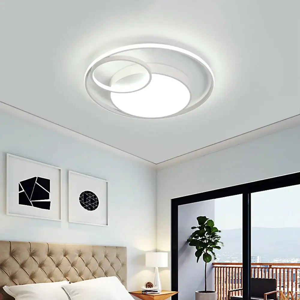 Modern circular dual ring ceiling light with high color rendering bedroom
