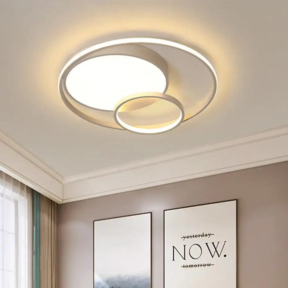 Modern circular dual ring ceiling light with high color rendering bedroom