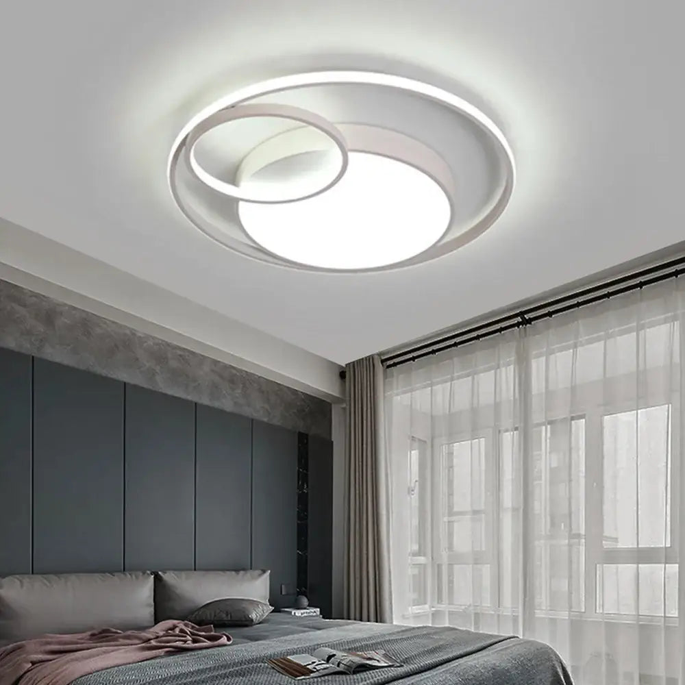 Modern circular dual ring ceiling light with high color rendering bedroom