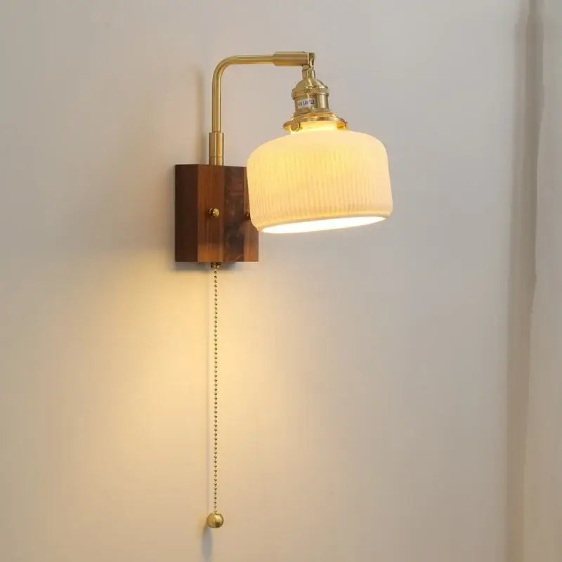 DecorBites™ LED Ceramic Wall Sconce Pull Chain Switch Light Fixture