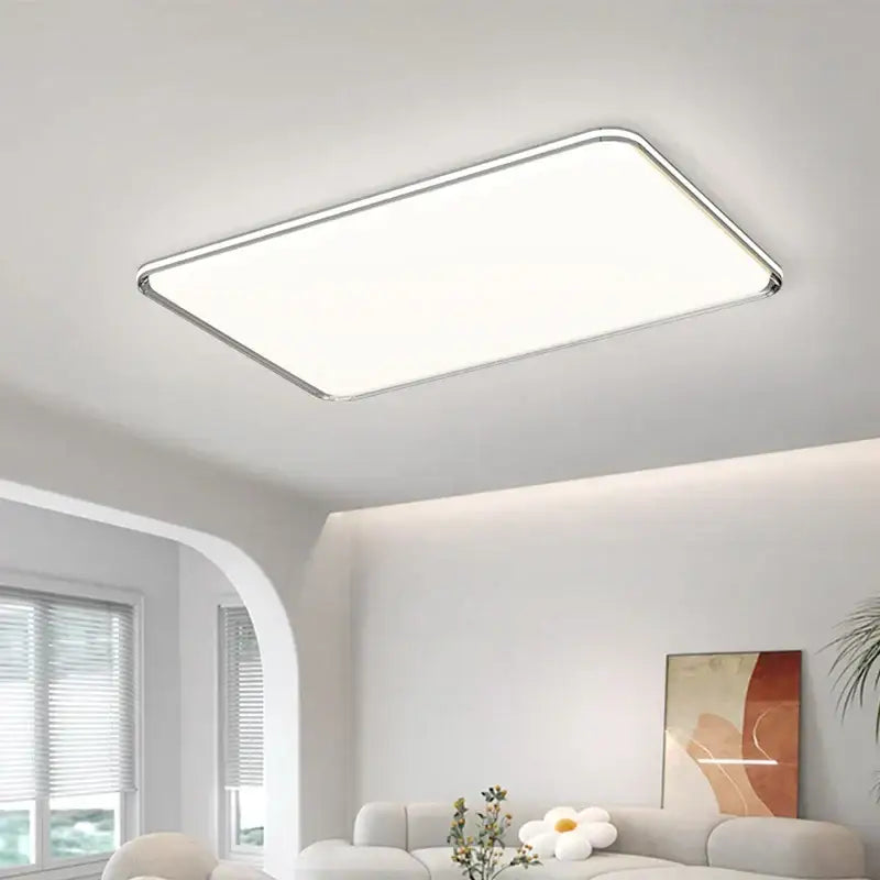 Modern white rectangular led chandelier for living room soft light