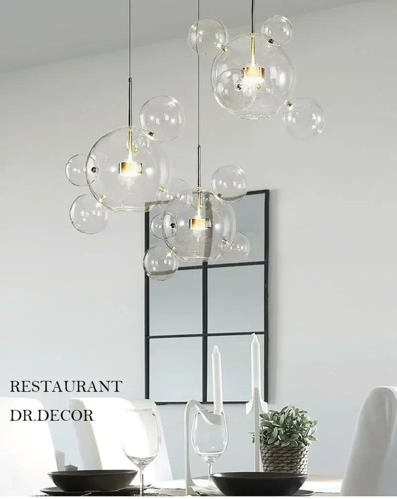 Modern nordic decor bubble ball led chandelier for dining room