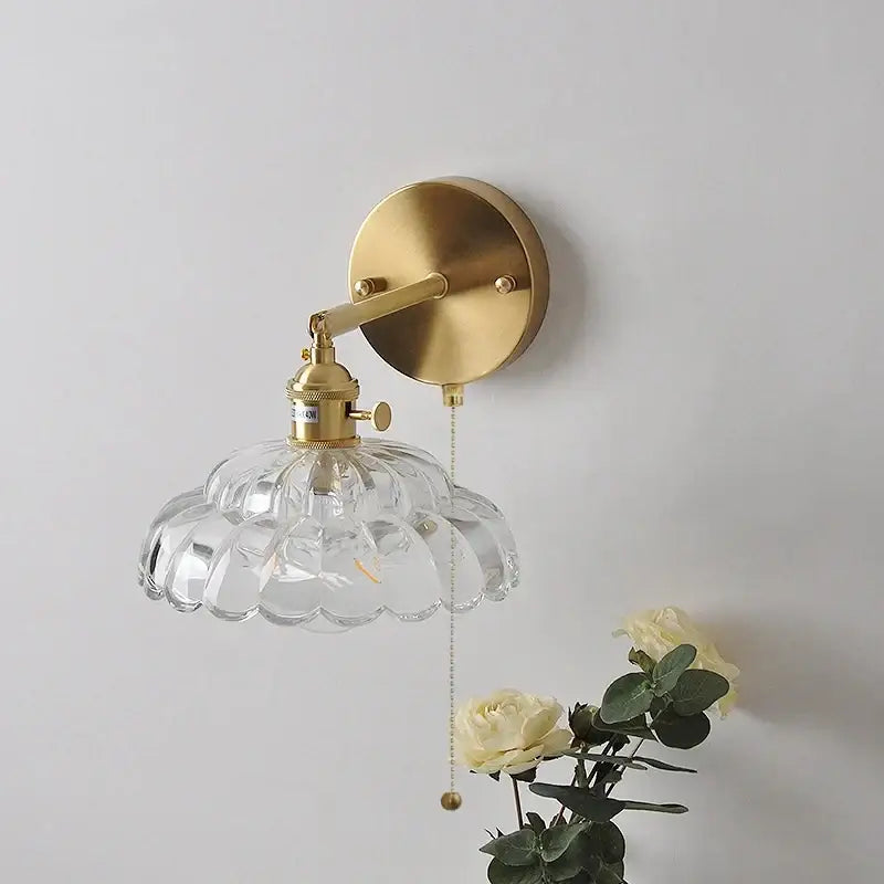 Modern gold petal led glass wall lights bedroom sconce