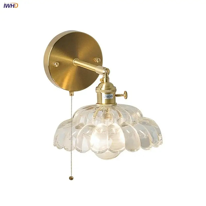 Modern gold petal led glass wall lights bedroom sconce