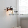Rustic wood and brass led glass wall lamp bedroom sconce