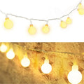 Warm frosted white led globe ball string lights bedroom decor