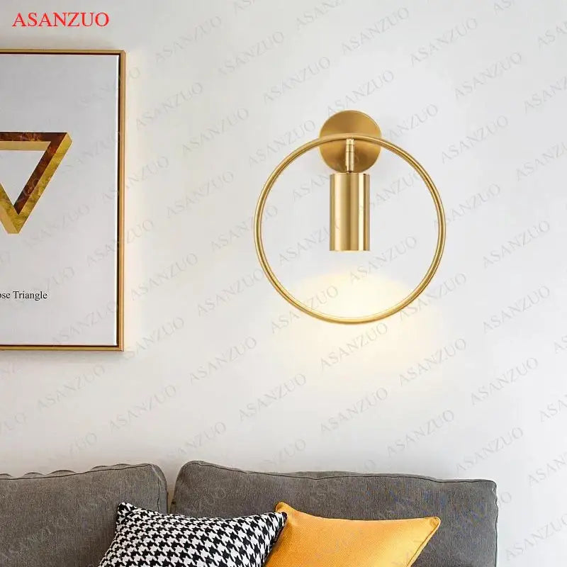 Modern black & gold led ring wall lamp bedroom spotlight