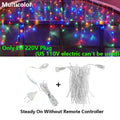 Golden led icicle string lights outdoor holiday decor with remote