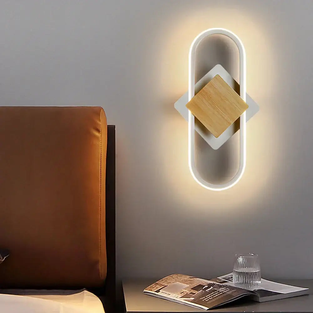 Modern oval wood decorbites led indoor wall light bedroom sconce