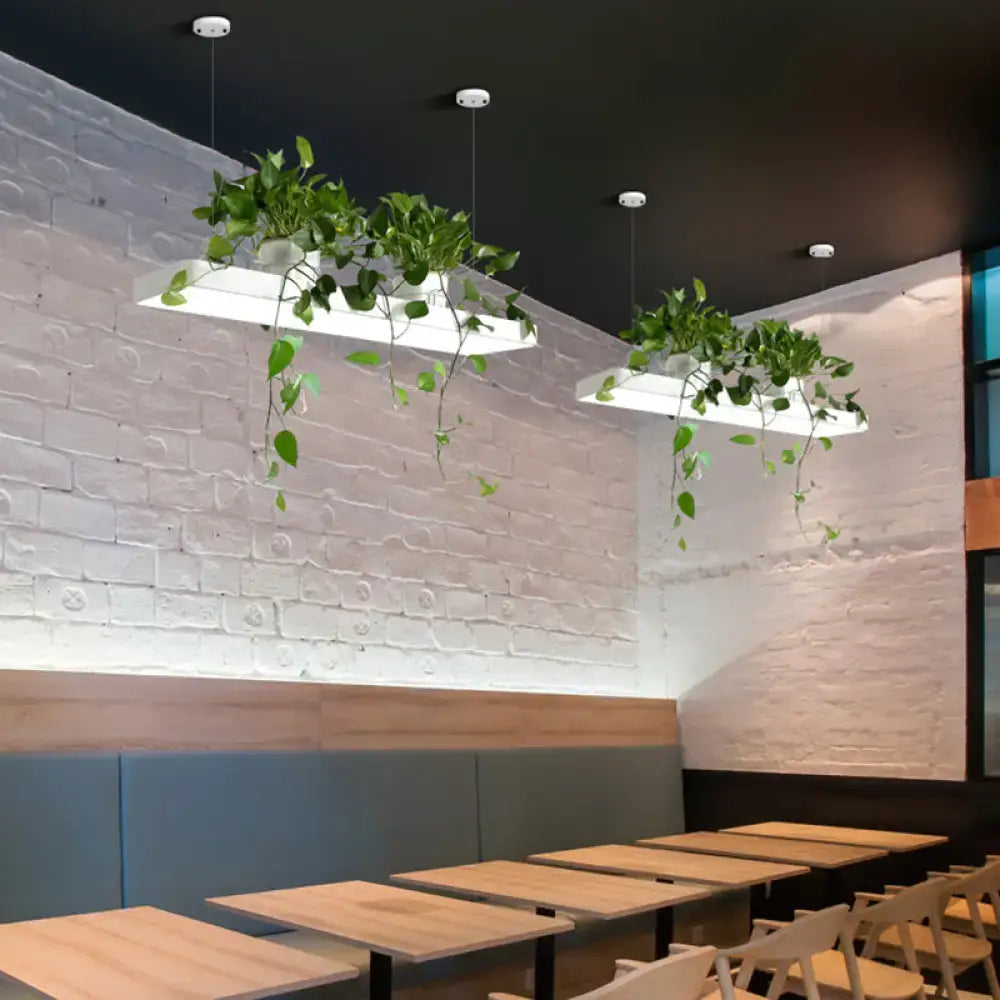 Modern rectangular black & white led island light kitchen plant pendant