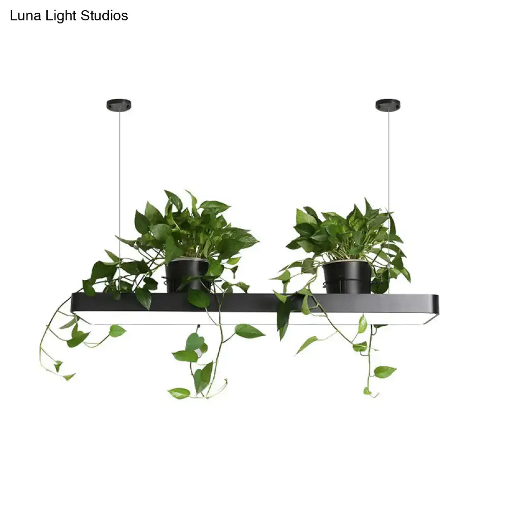 Modern rectangular black & white led island light kitchen plant pendant