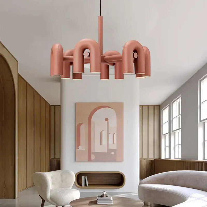 Modern gray led macaron pendant chandelier – dining room u shape light