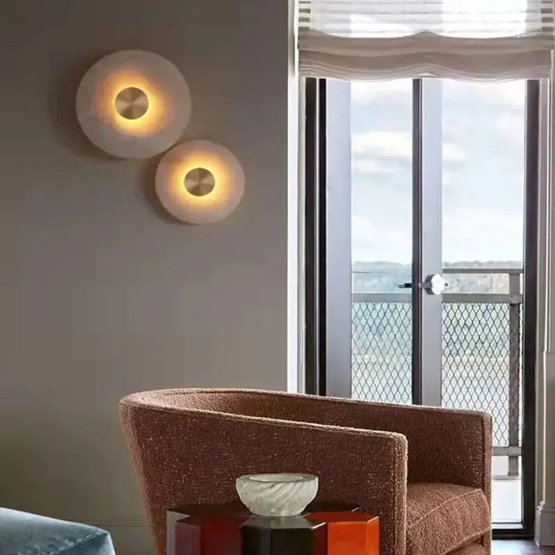 Modern art deco led marble brass wall sconce for parlor