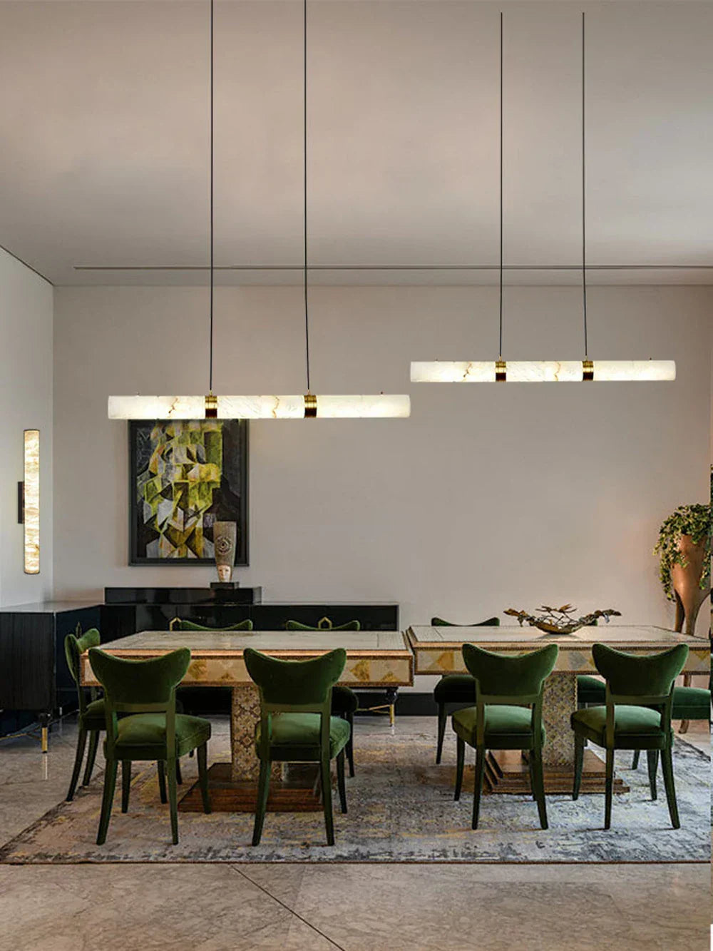 Modern white alabaster led marble hanging lamps for dining room