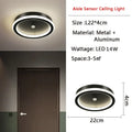 Modern black circular led motion sensor ceiling light for bedroom