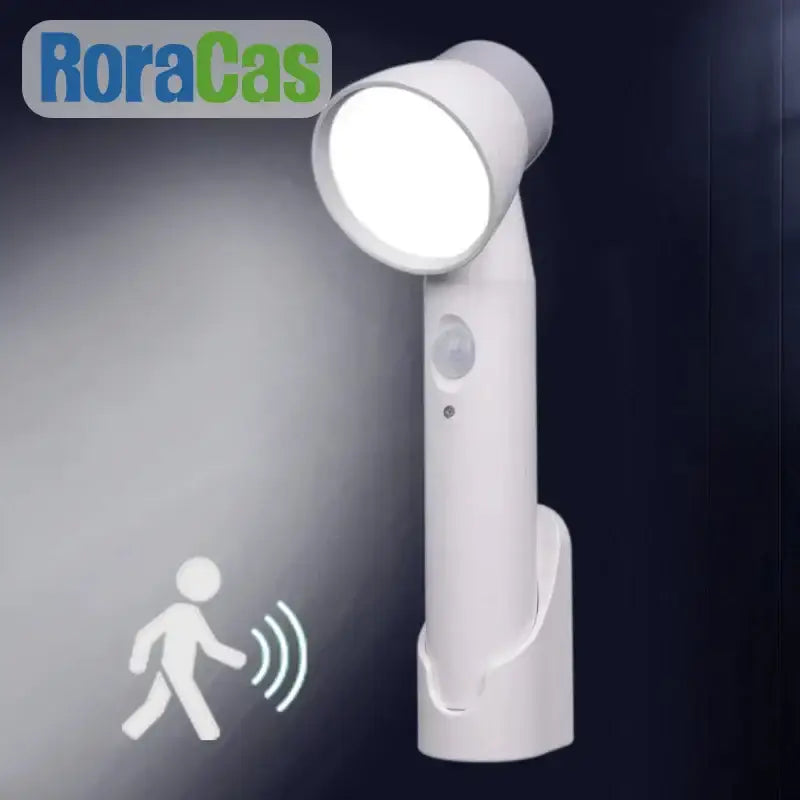 Modern white cylindrical motion sensor night light for bedroom