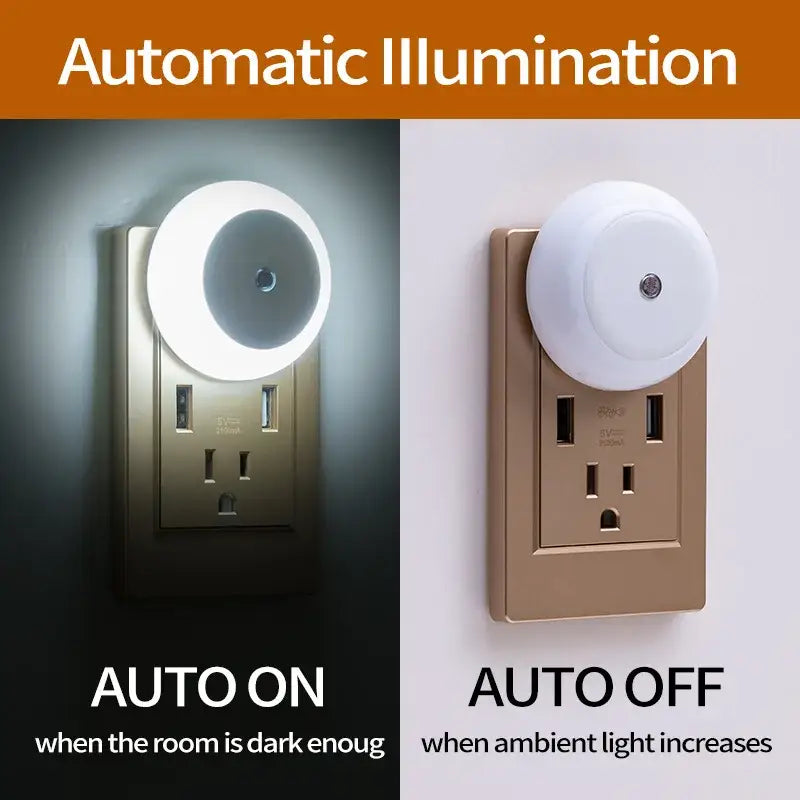 Modern orange circular led night light for bedroom smart sensor