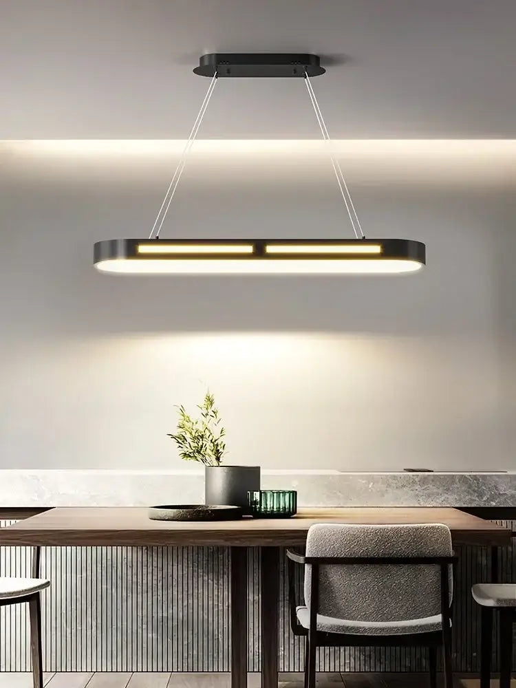 Modern black rectangular led office chandelier dining room light