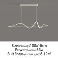 Modern black & white wave led pendant light for dining room