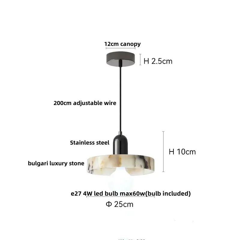 Modern beige marble led pendant lights dining room adjustable steel