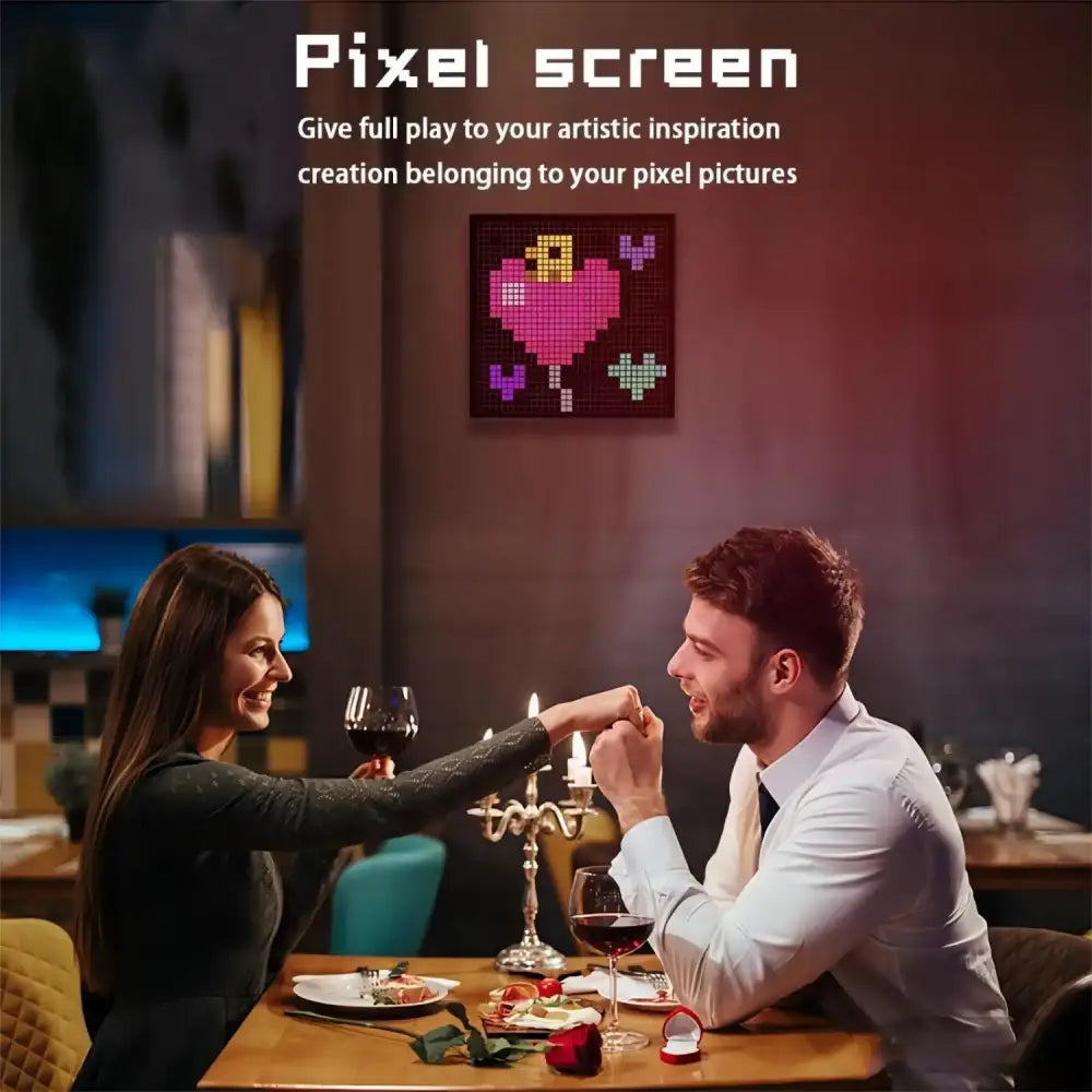 Modern black & white led pixel display gaming room animation frame