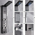 Modern black stainless steel led rainfall shower panel bathroom spa