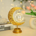Golden filigree led ramadan moon table lamp bedroom decor