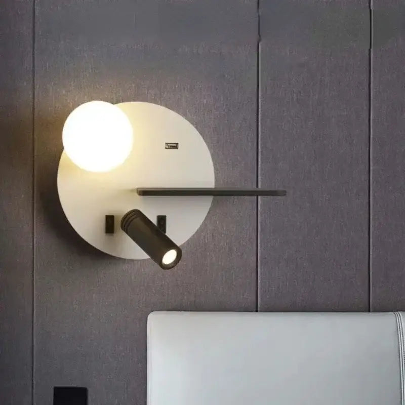 Modern black & white decorbites led reading wall lamp bedroom storage