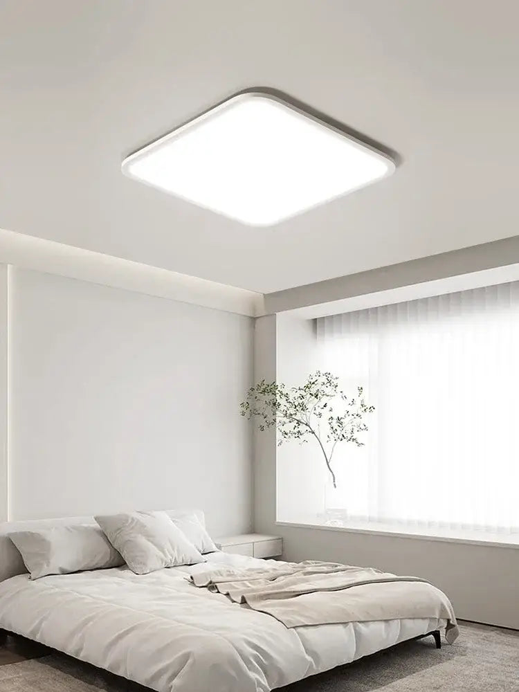 Modern minimalist white rectangular ceiling light for living room