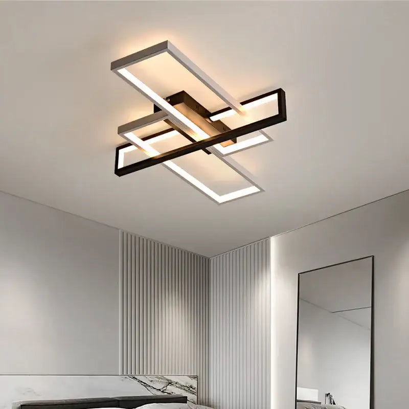 Modern black & white led rectangular chandelier art living room light